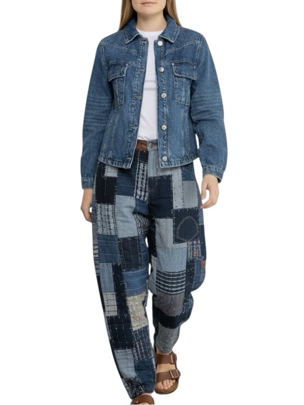 Free People We the Free Jade Denim Distressed Jean Jacket Blue Womens Medium NEW